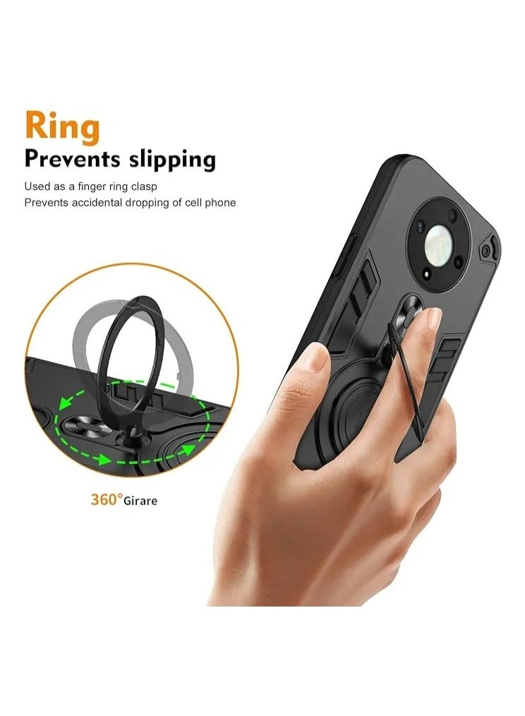 Genaric جراب أرمور لهاتف هونر أكس 9 دي (Honor X9d Armor Case) – مضاد للصدمات بحماية عسكرية كاملة بطبقة مزدوجة و مسند مغناطيسي دوّار 360° – أسود - Image 3